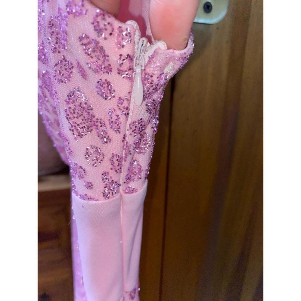 Barbie Pink Sparkly sleeveless Long Prom Dress Size Large - Picture 4 of 4